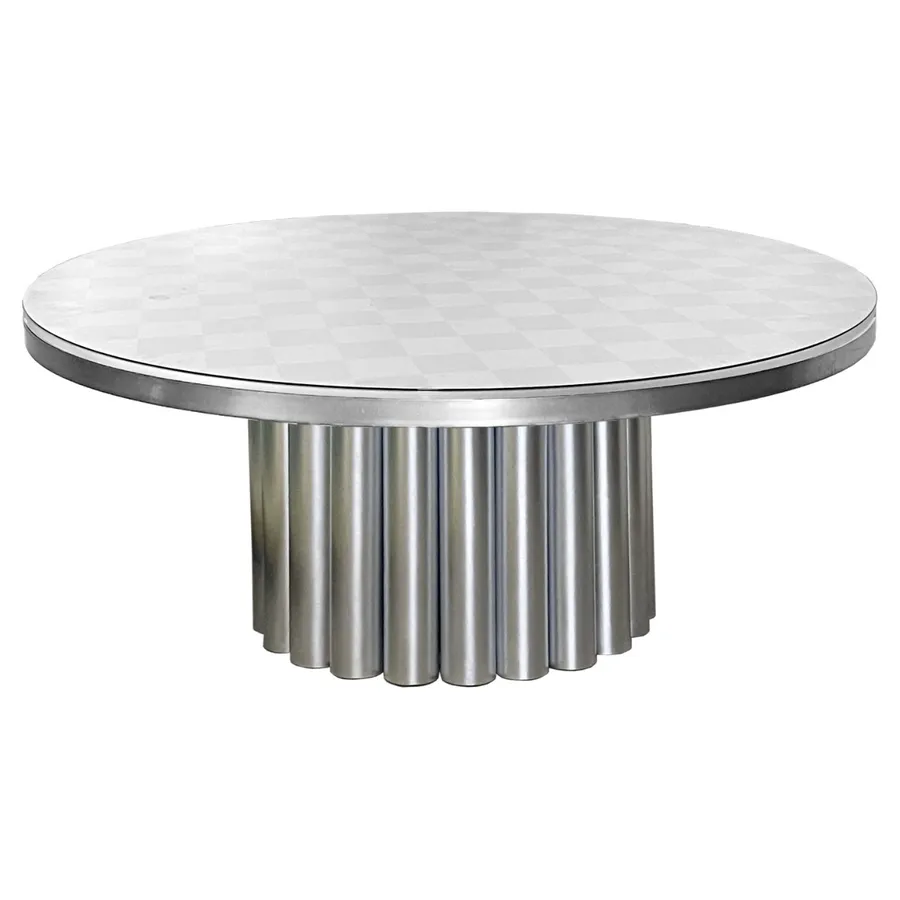 Стол Squash серебряный + печать на столешницу Print Etc. - Фото миниатюра 1