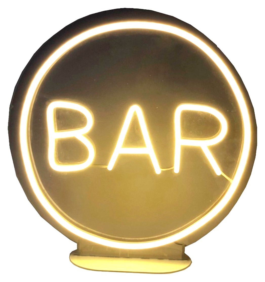 Неоновая надпись на подставке "Bar"