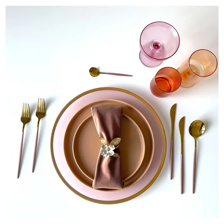 Столовая и десертная ложки, розово-золотые - Фото миниатюра 3