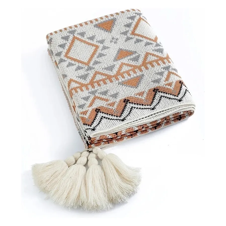 Покрывало декоративное Boho Brown Beige - Фото миниатюра 4