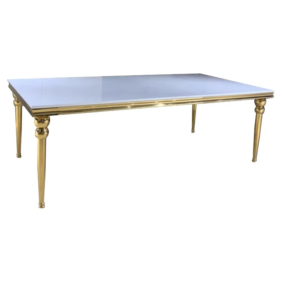 Прямоугольный стол Rectangle-Gold 240, белый глянцевый МДФ - Фото миниатюра 2