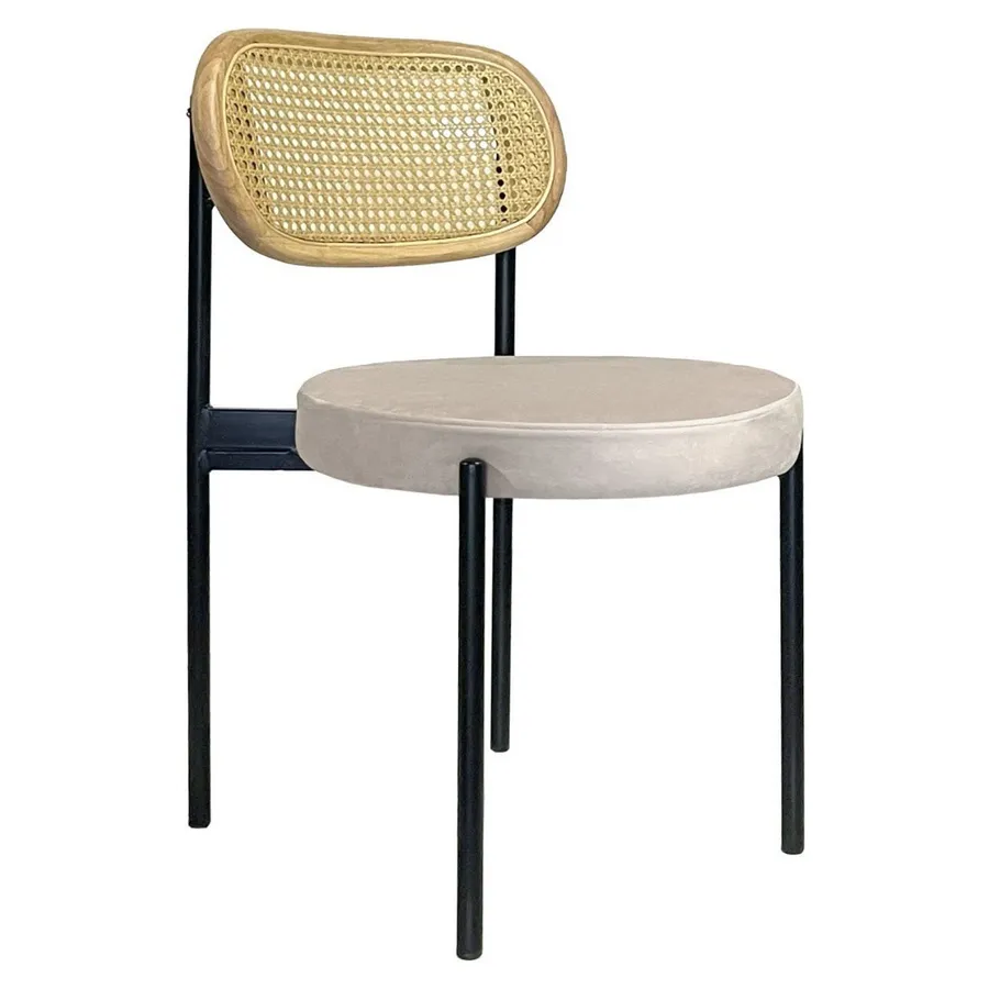 Стул Modern Black, Natural Rotango + Cream Bisquit - Фото миниатюра 1