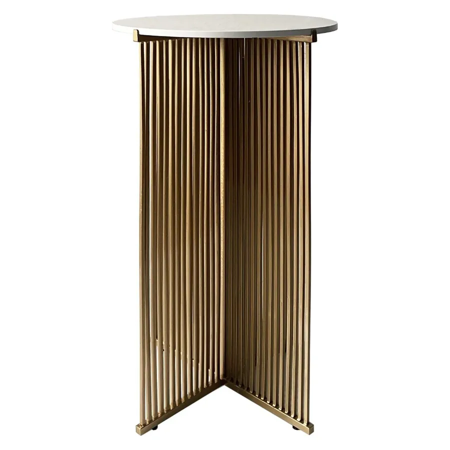 Коктейльный стол Shredder Gold Circle c белой столешницей - Фото основное 1