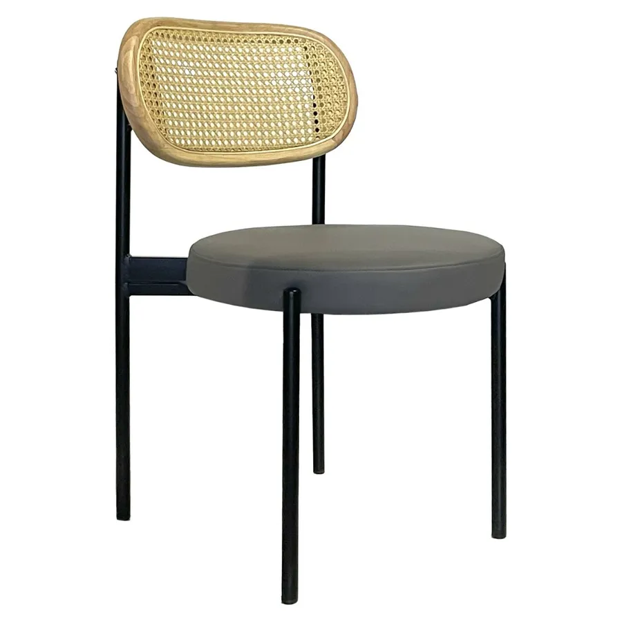 Стул Modern Black, Natural Rotango + Basic серый (ЭКО-КОЖА) - Фото миниатюра 1