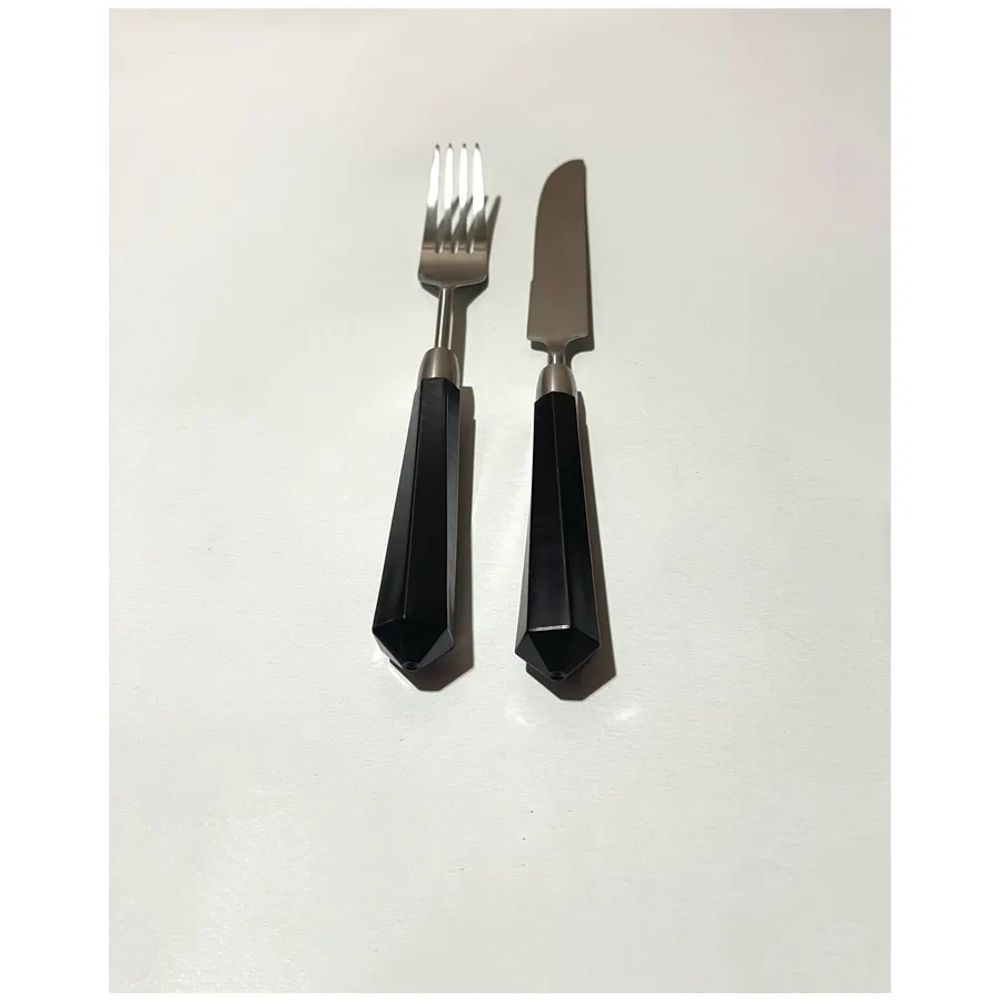 Столовые приборы Prism черно-серебряные, сет 4 предмета - Фото миниатюра 3