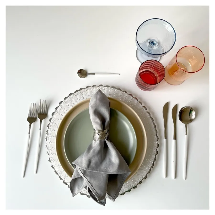 Столовая и десертная ложки, бело-серебряные - Фото миниатюра 2