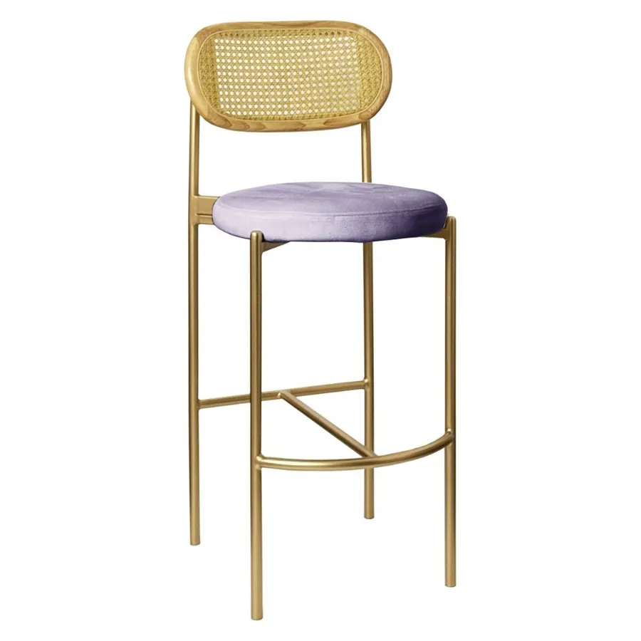 Стул барный Modern Comfy, Natural Rotango+Pale Orchid  (любой цвет каркаса) - Фото основное 1