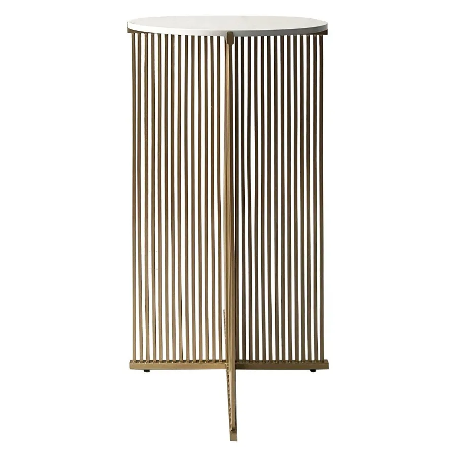 Коктейльный стол Shredder Gold Circle c белой столешницей - Фото миниатюра 2