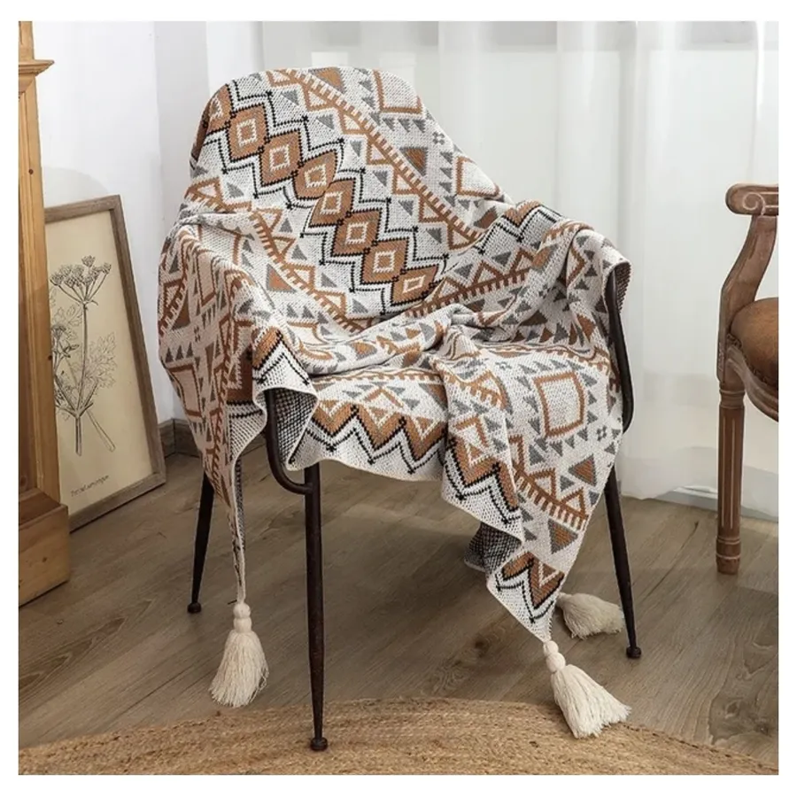 Покрывало декоративное Boho Brown Beige - Фото миниатюра 3