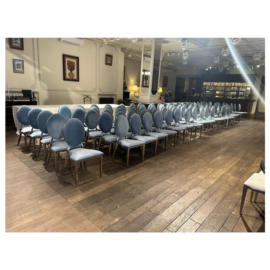 Стул Washington Gold, велюр серо-голубой - Фото миниатюра 6