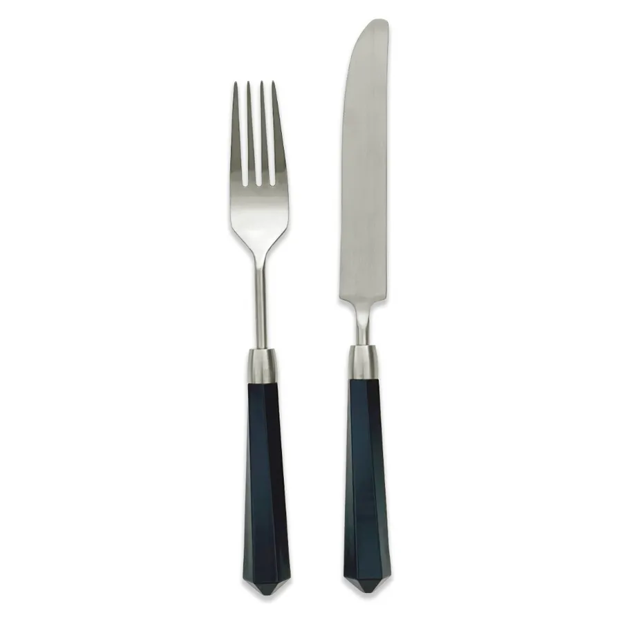 Столовые приборы Prism черно-серебряные, сет 4 предмета - Фото миниатюра 2