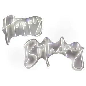 неоновая вывеска happy birthday white
