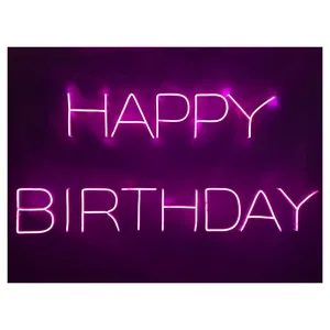 неоновая вывеска happy birthday розовая - Фото 2