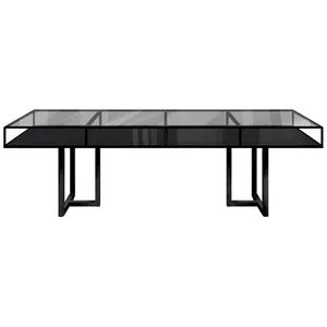 Стол "Loft Black", дымчатая столешница, черное подстолье