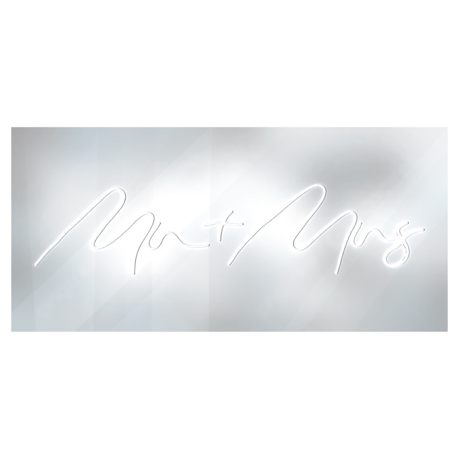 Неоновая вывеска Mr. + Mrs белая - Фото миниатюра 2