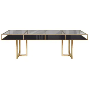 Стол "Loft Gold", дымчатая столешница, черное подстолье