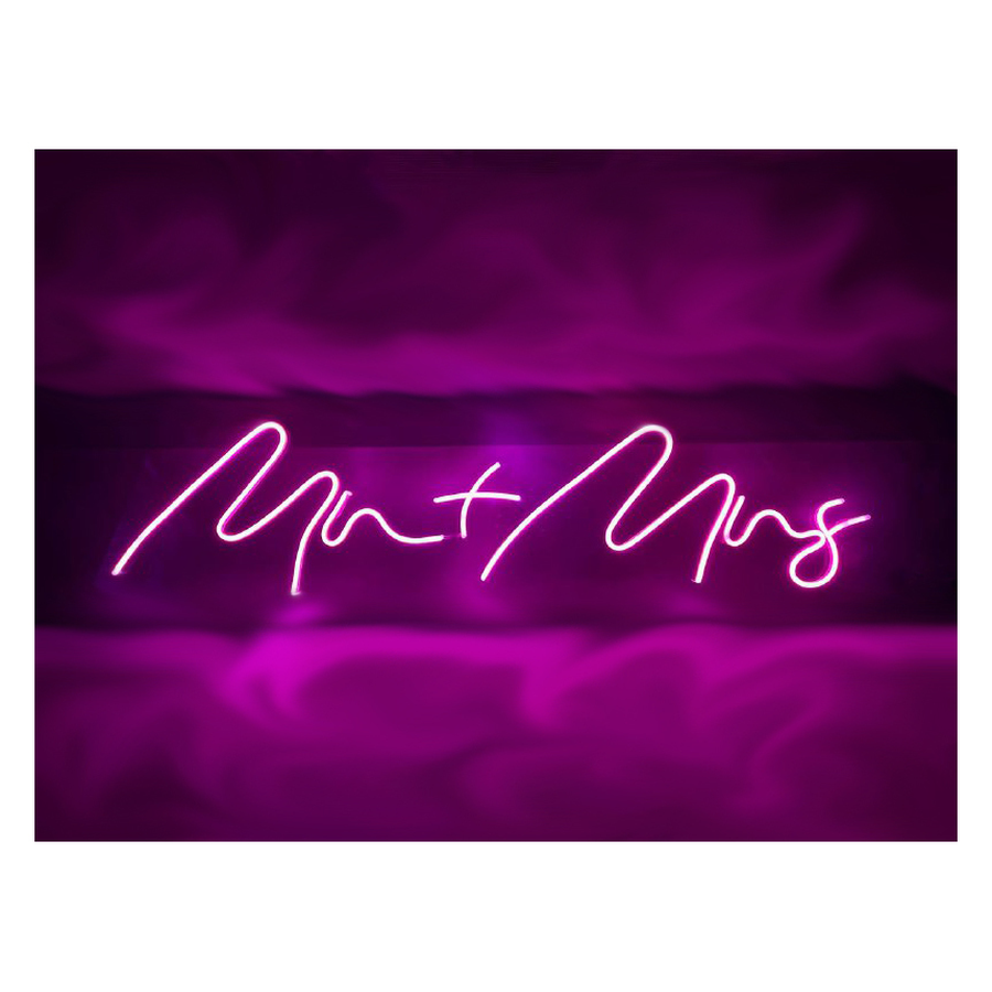 Неоновая вывеска  Mr. + Mrs. розовая - Фото миниатюра 3
