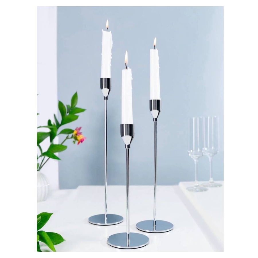 Комплект из 3-х подсвечников Арес серебро - Фото миниатюра 2