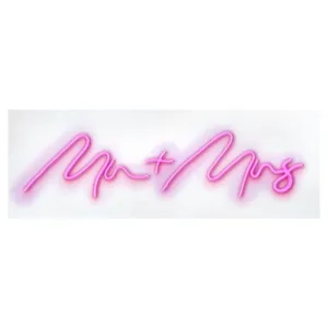 Неоновая вывеска  Mr. + Mrs. розовая