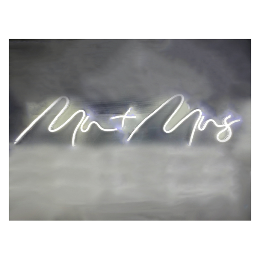 Неоновая вывеска Mr. + Mrs белая - Фото миниатюра 3