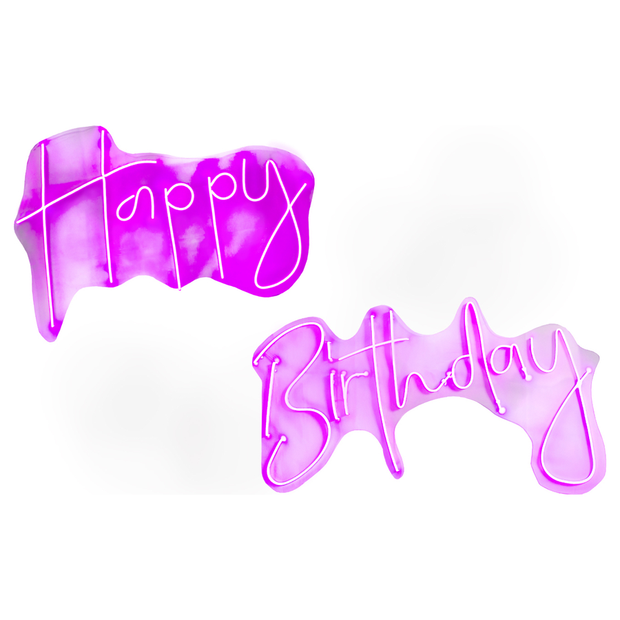 Неоновая вывеска «Happy Birthday pink» - Фото основное 1