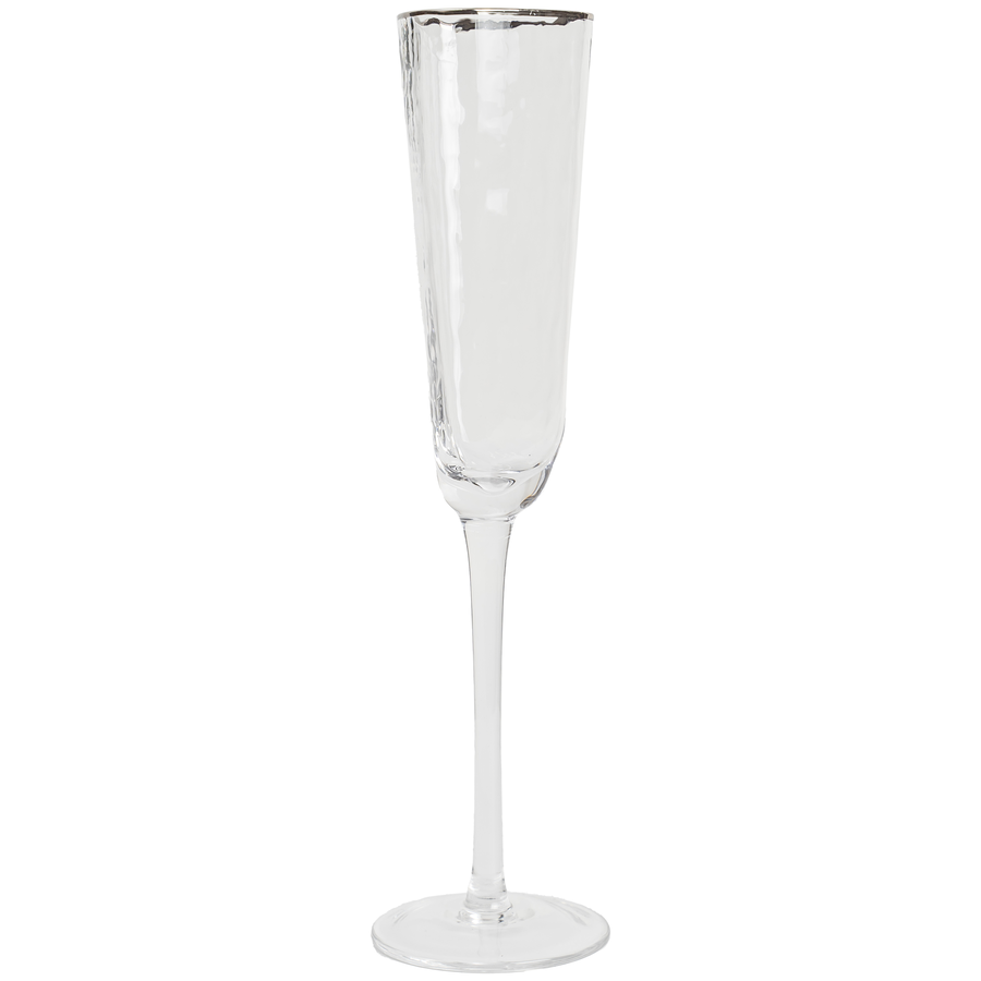 Бокал для шампанского "Bloom" c серебряным кантом - Фото миниатюра 1