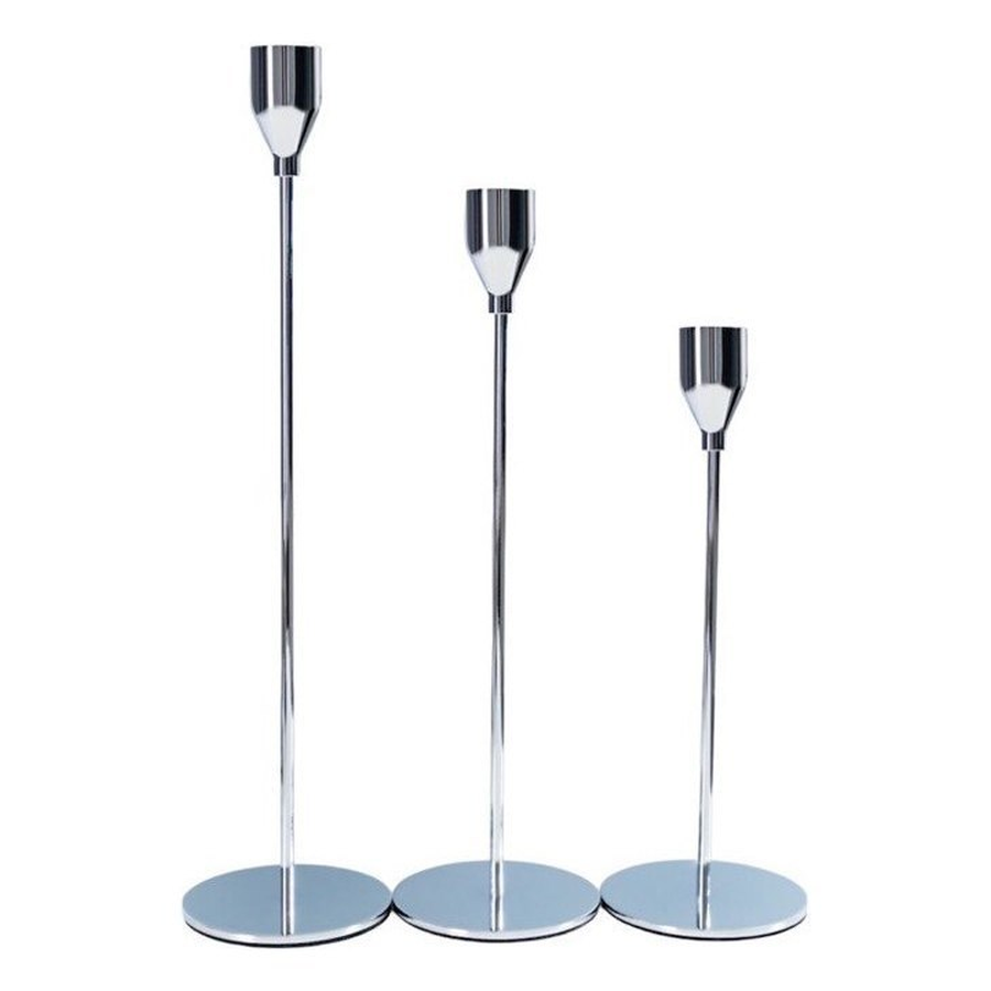 Комплект из 3-х подсвечников Арес серебро - Фото миниатюра 1