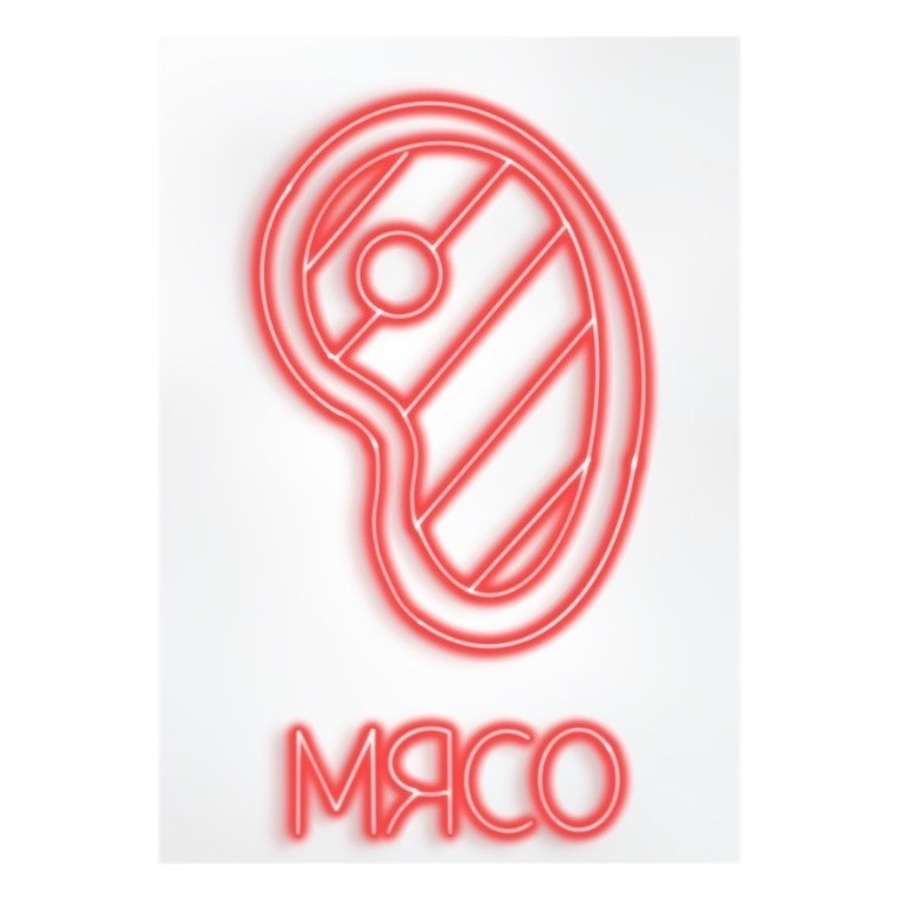 Неоновая вывеска "МЯСО" - Фото миниатюра 1