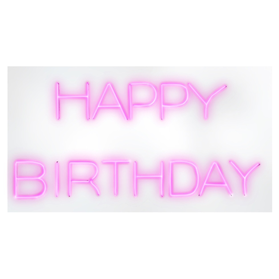 Неоновая вывеска Happy Birthday розовая - Фото миниатюра 1