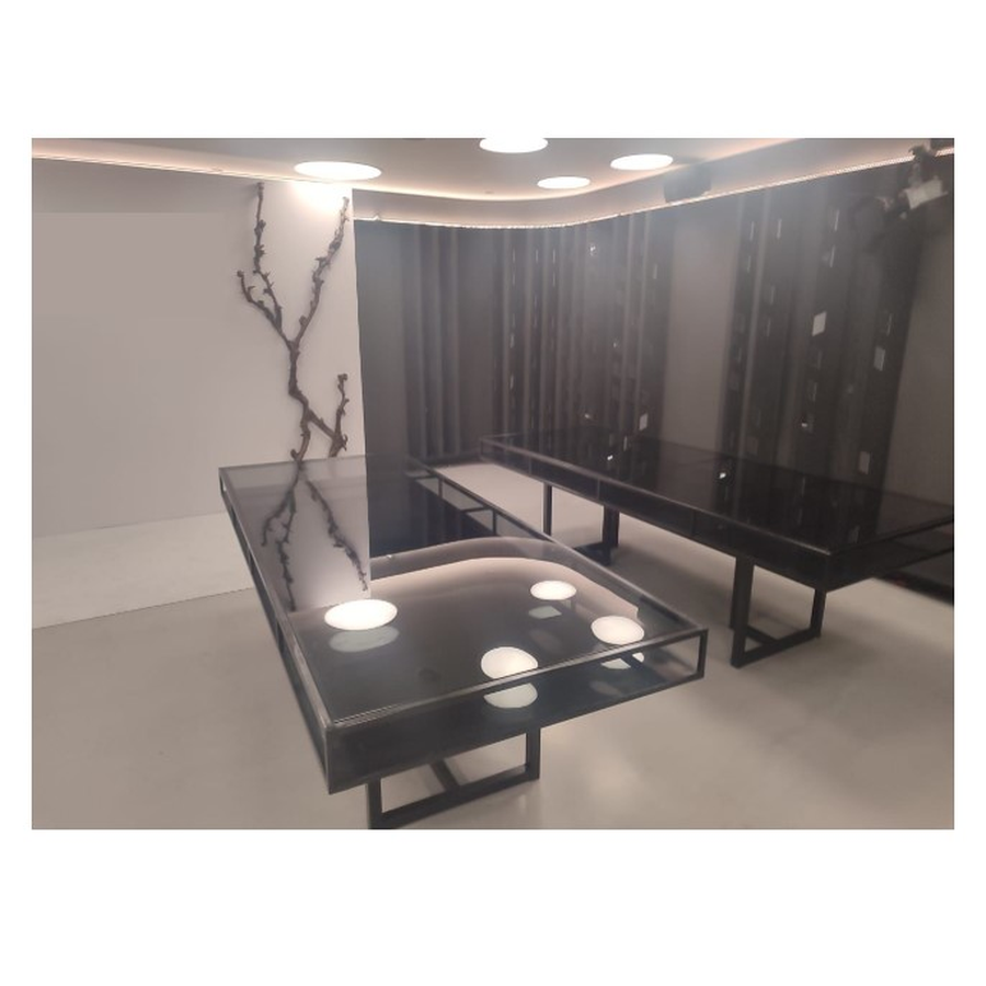 Стол "Loft Black", дымчатая столешница, черное подстолье - Фото миниатюра 3